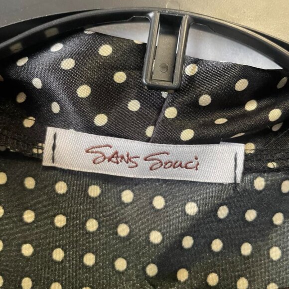 EUC Sans Souci Women's Black & White Polka Dot Blouse size Medium - Picture 6 of 6
